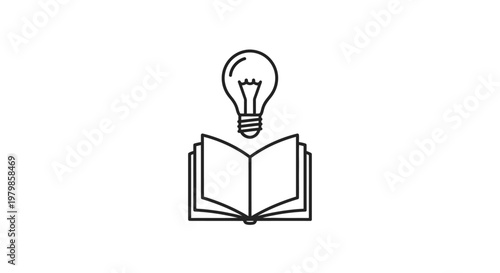 Light Bulb Over Open Book Icon.