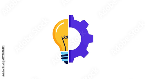 Light Bulb with Gear Cog Symbol.
