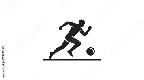 Silhouette Of Soccer Player Running With Ball