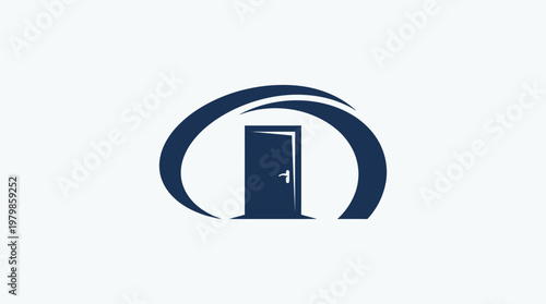 Abstract Doorway Logo Design in Elegant Blue