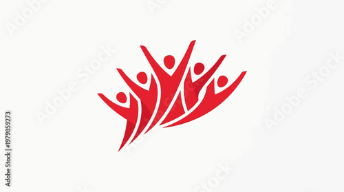 Red Abstract People Reaching Up Logo