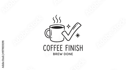 Coffee Finish Logo With Check Mark