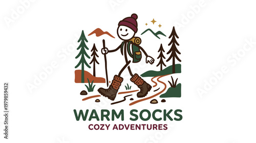 Cozy Hiker Embarking on a Forest Adventure