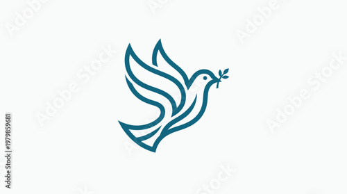Elegant Vector Dove Logo with Olive Branch