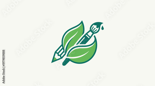 Eco-Friendly Art and Design Logo with Leaves