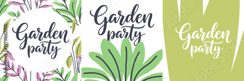 Garden party card set with botanical accents for events or spring designs