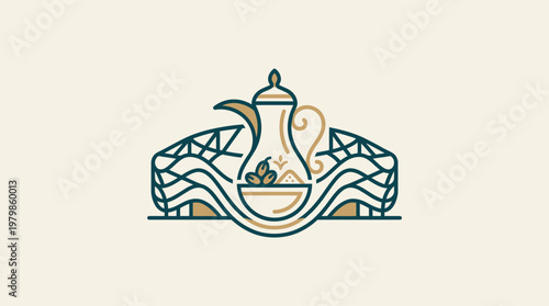 Arabian Coffee Pot with Stadium Architecture Design
