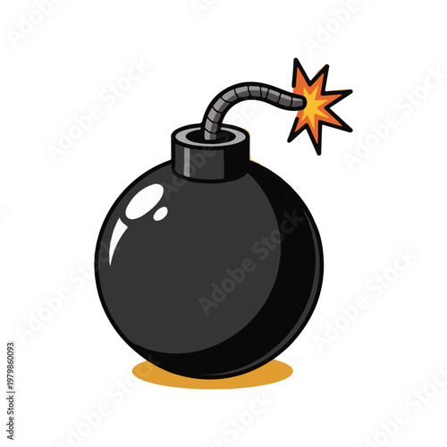 black bomb with burning fuse