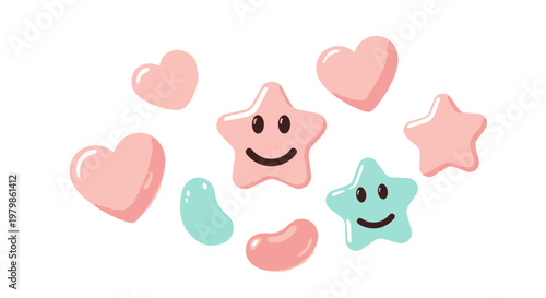 Colorful Assortment of Sweet Candy Shapes and Jelly Beans.