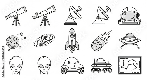Space Exploration Icon Set.