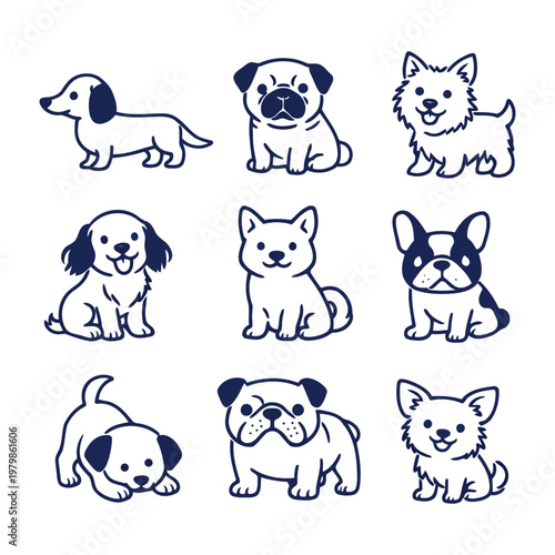 Cute Cartoon Dog Breed Collection