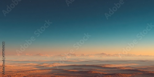 Serene Sunrise Over Vast Landscape with Soft Color Gradients
