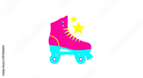 Colorful Pink Roller Skate Boot Closeup.