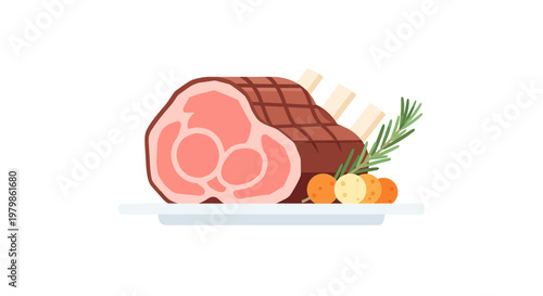 Delicious roasted ham with herbs.