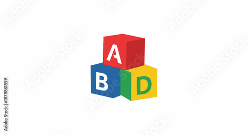 Colorful toy alphabet blocks stacked.