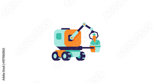 Colorful toy robotic arm machine.