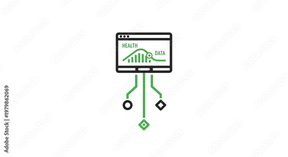 Fototapeta premium Computer screen with green circuit diagram.