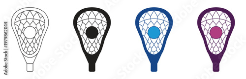 Lacrosse stick ball icon set, vector illustration.