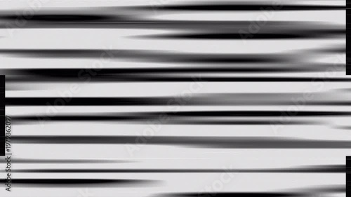Monochromatic silver and grey digital interference showcasing thick horizontal glitch bands producing an analog television static tracking error loop 4K UHD