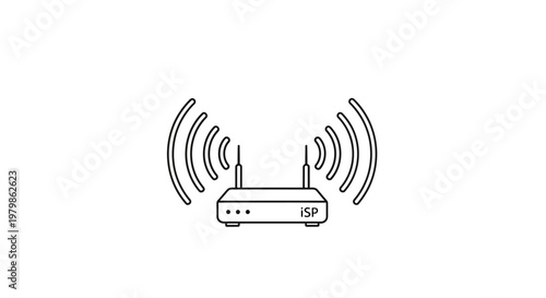 A line drawing of a wireless router.