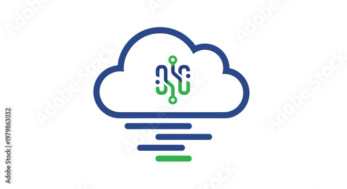 Weather forecast icon with rain and clouds.