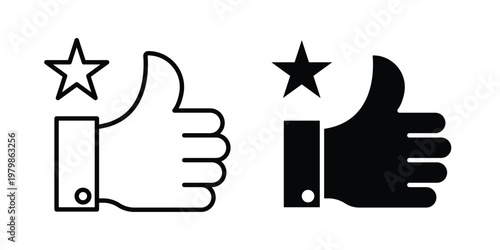 Appreciation icon. Flat and outline icons. Black icons