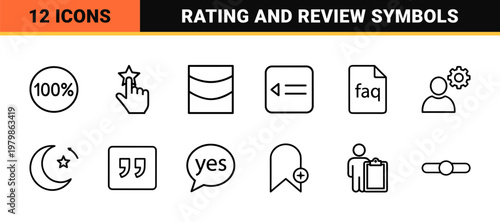Customer feedback and satisfaction icons in minimalist line style