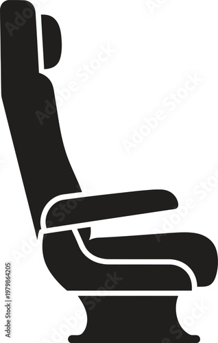 Aircraft seat black icon on white background vector illustration sign symbol.