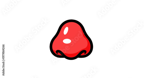 Cartoon Red Nose with Black Outline on White Background
