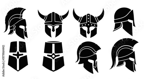 Collection of Historical Warrior Helmets Icons