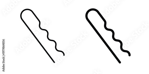 Bobby pin icon. Flat and outline icons. Black icons