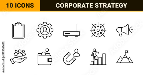 Minimalist employer branding and recruitment line icon set