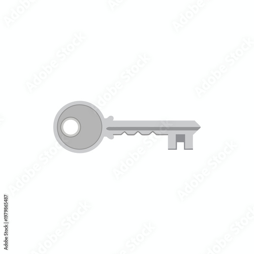 Close up of a Vintage Silver Key on a White Background for Security and Access Concepts