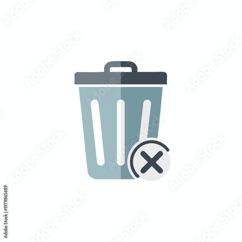 Modern Trash Bin Icon for Waste Disposal and Recycling