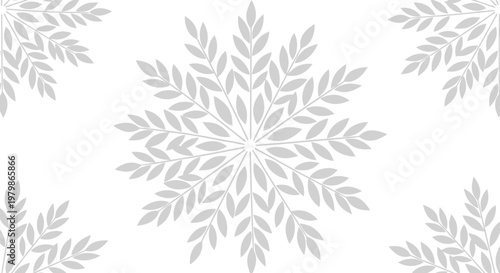 Delicate Snowflake Pattern on White Background - Winter Holiday Design Element