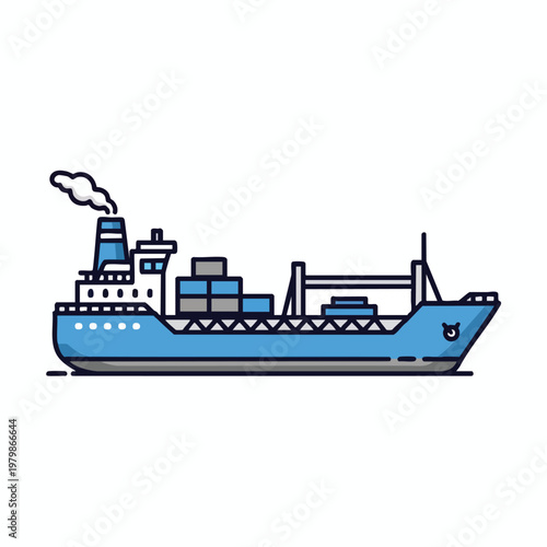 Modern Cargo Ship with Containers on Open Water