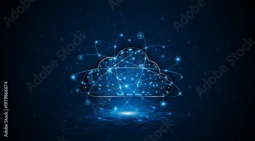 Wallpaper Mural Abstract cloud technology circuit board. Large data center concept. modern cloud storage technology innovation concept background Torontodigital.ca