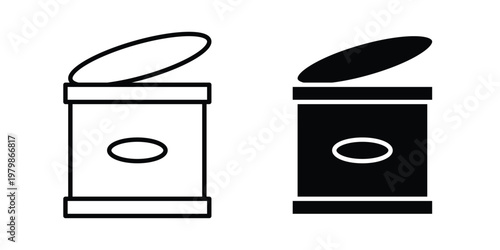 Canned food icon. Flat and outline icons. Black icons