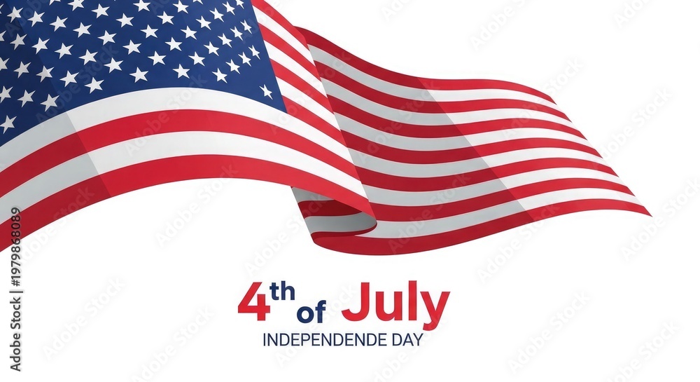 Fototapeta premium Waving american flag with 4th of july text overlay