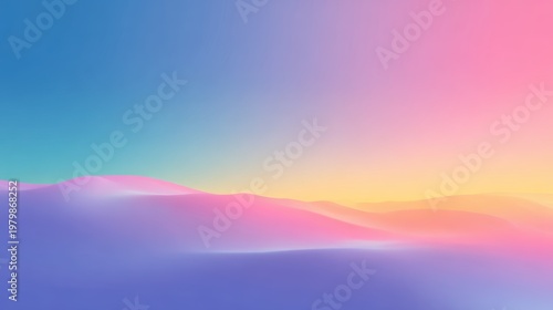 Soft Pastel Landscape with Gradients of Pink and Blue at Sunrise