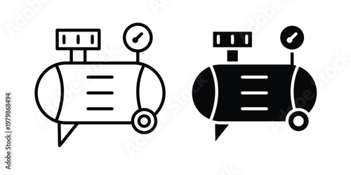 Compressor icon. Flat and outline icons. Black icons