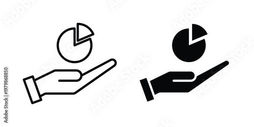 Contribution icon. Flat and outline icons. Black icons