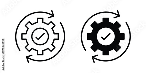 Continuous changes icon. Flat and outline icons. Black icons