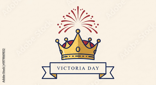 Victoria day celebration crown with fireworks display