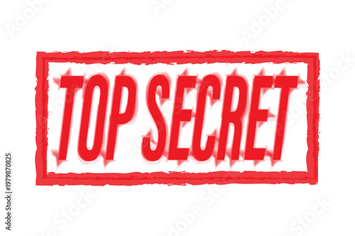 top secret red grunge stamp icon in rectangular frame