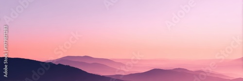 Serene Mountain Landscape with Soft Pink and Purple Sky at Dusk