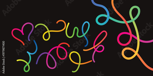 Colorful flexible toy tubes twisted and curled in various shapes	