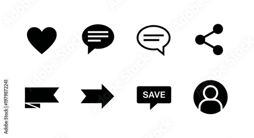 Black icons for social media communication.