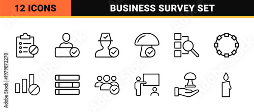 Quality assurance and business inspection icon set.