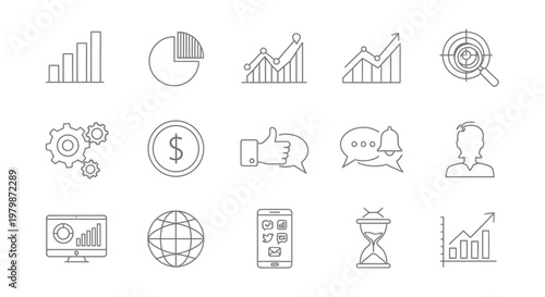 Business icons on white background.